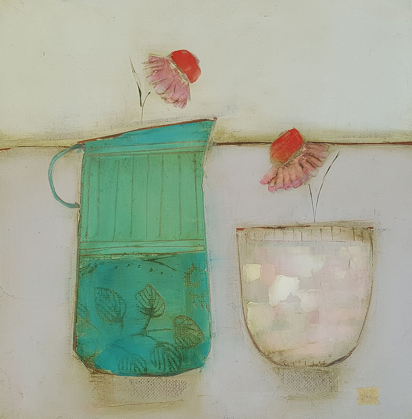 Eithne  Roberts - Little pot and turquoise jug 